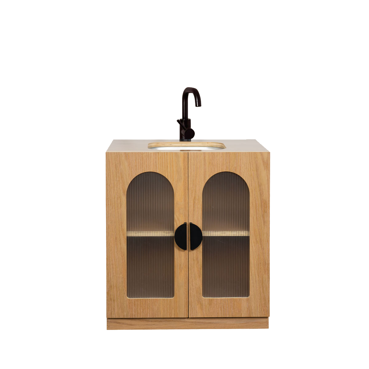 Oak Fluted Sink – Montessori Wooden Play Kitchen
