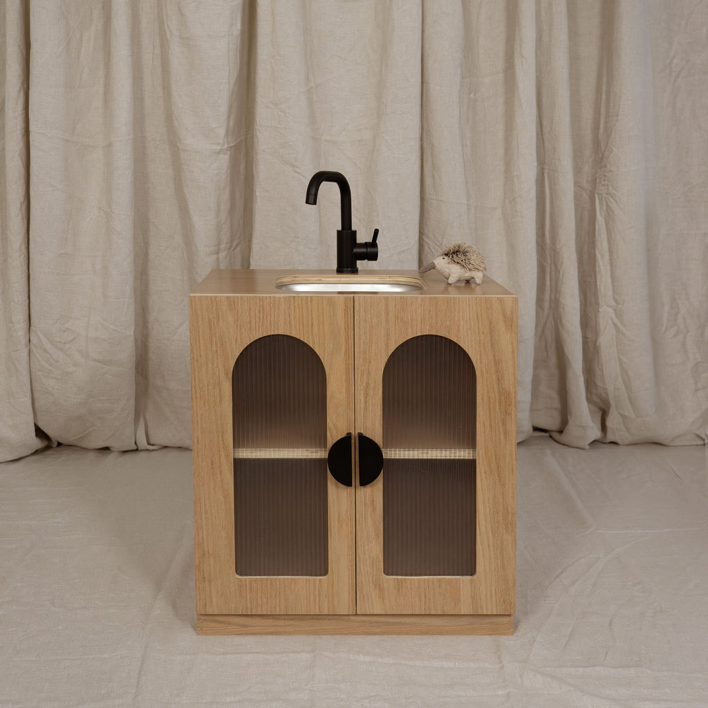 Oak Fluted Sink – Montessori Wooden Play Kitchen