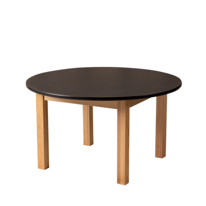 Round Black Kids Table – 35" Diameter Oak Base