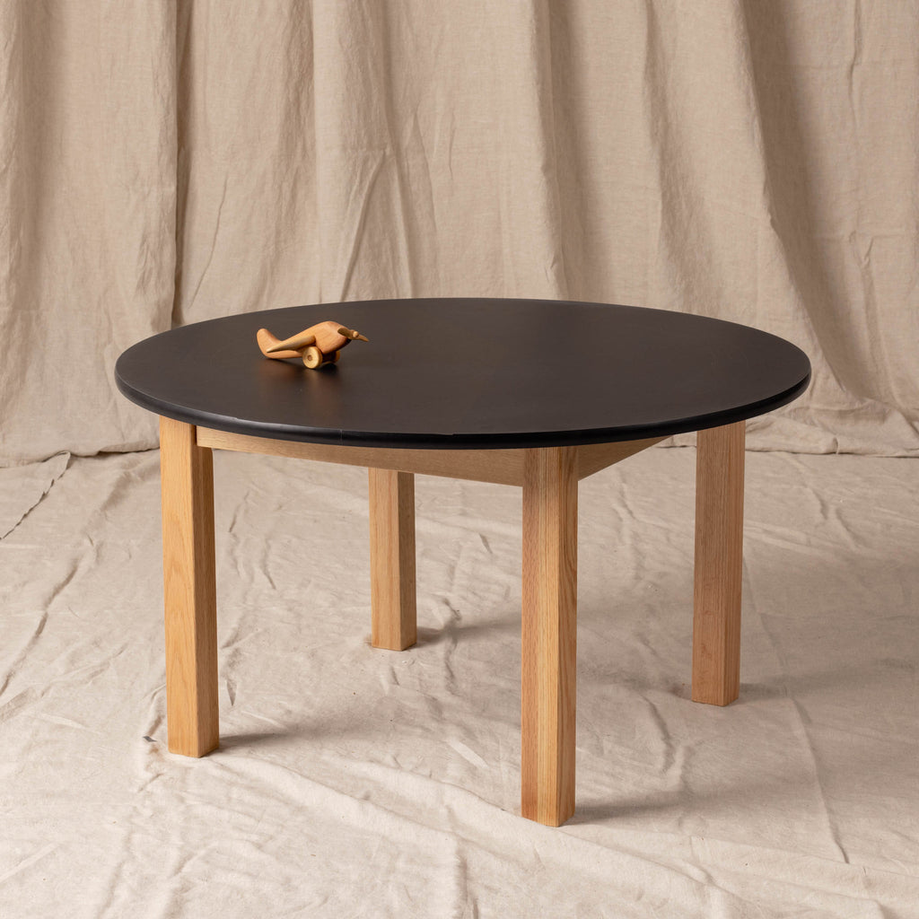 Round Black Kids Table – 35" Diameter Oak Base