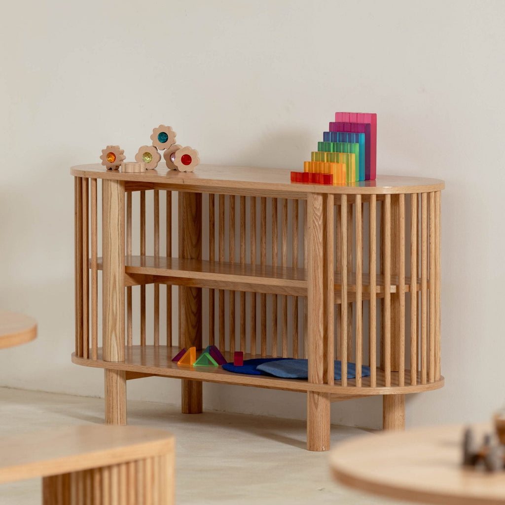 Oak Two Tiered Fluted Shelf