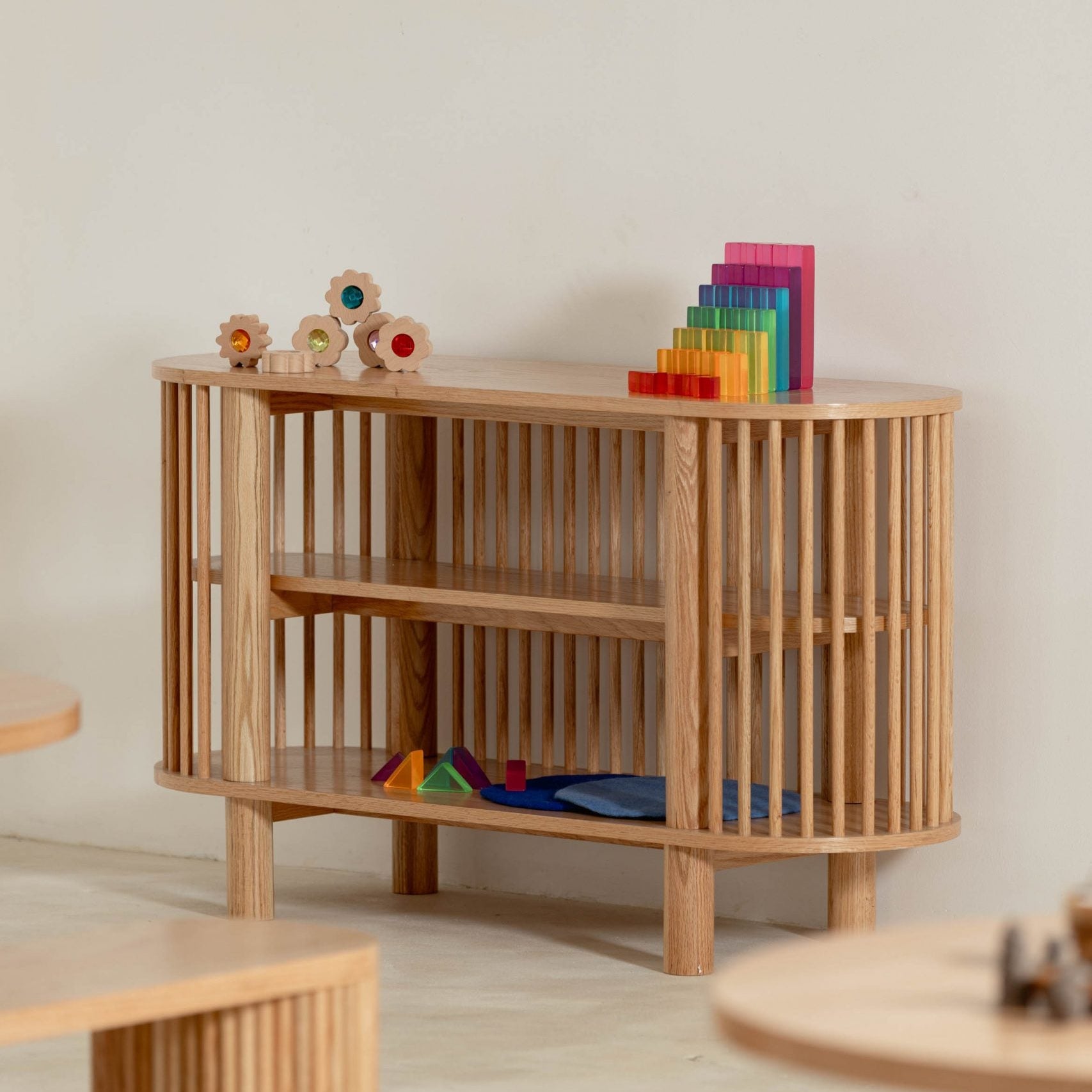 Oak Two Tiered Fluted Shelf