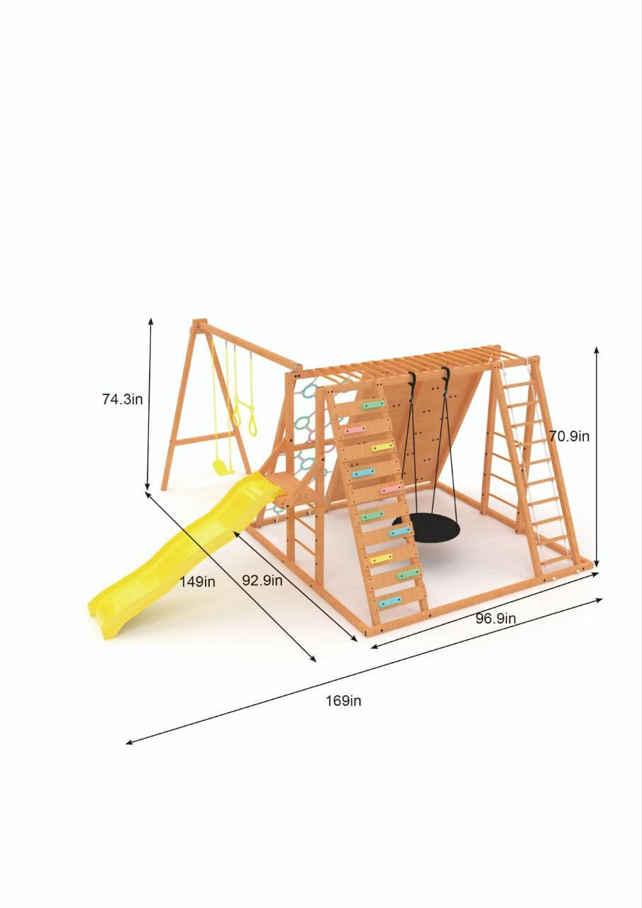 Sycamore - Backyard Ultimate Climbing Set with 2 Swings And Trapeze Bar.