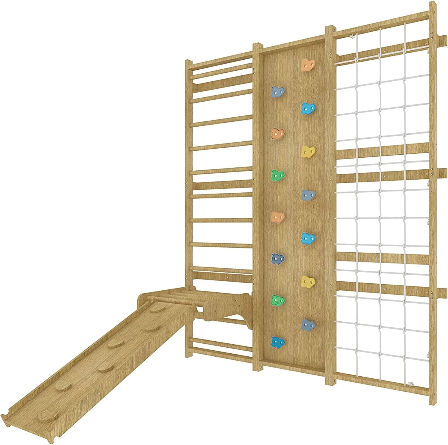 Swedish Ladder Wall Gym & Climber | 9-in-1 | Walnut | Avenlur