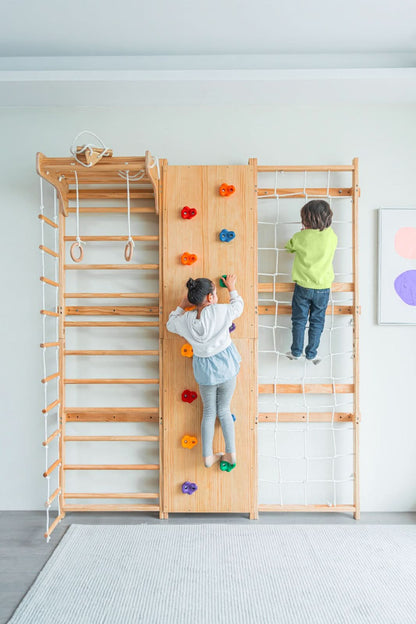 Walnut - 9-in-1 Swedish Ladder Wall Gym and Climber.