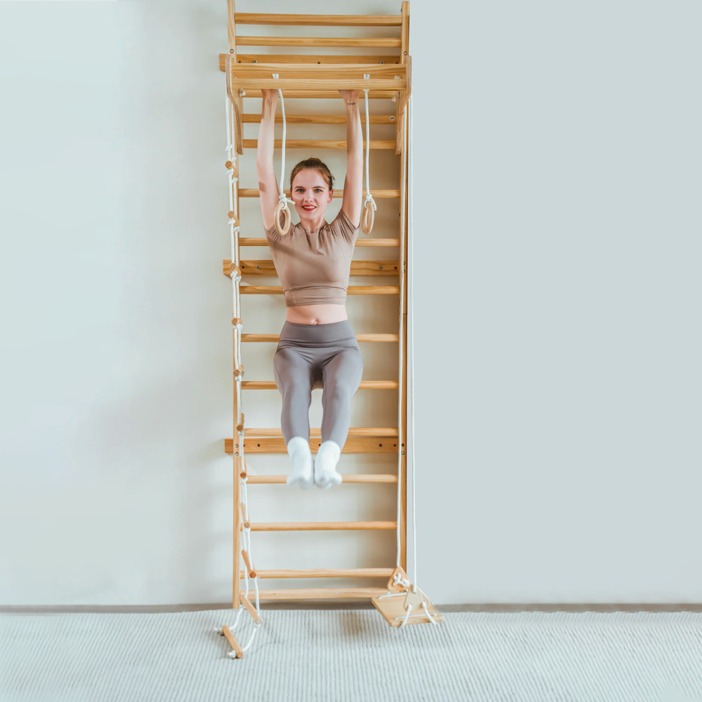 Avenlur Betula Swedish wall ladder for kids, an indoor wooden climber
