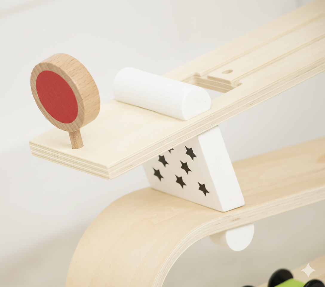 Avenlur car ramp racer with four colorful zigzag levels