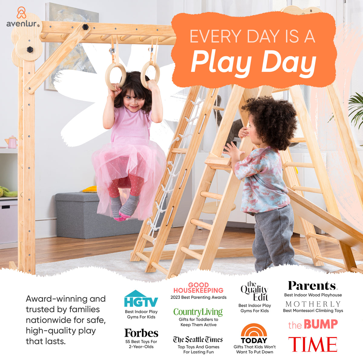 Avenlur Chestnut jungle gym monkey bars and rings
