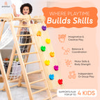 Child climbing the net on the Avenlur Chestnut kids indoor climber