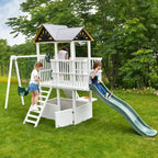 Avenlur Craftsman backyard playground with slide and swings