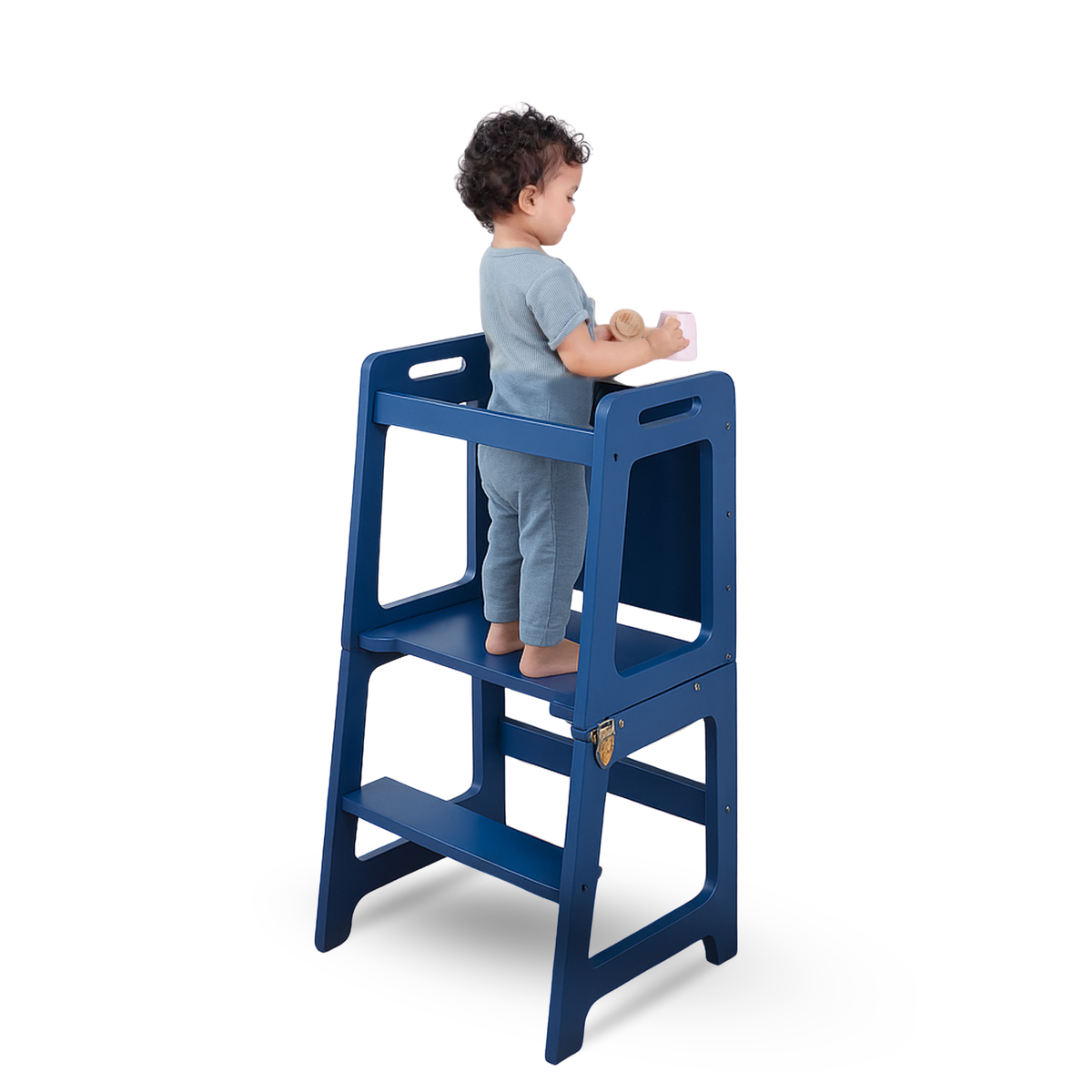 Avenlur Date blue toddler tower with chalkboard and desk conversion