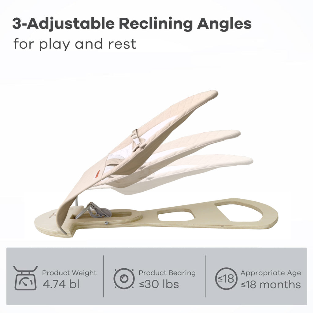 Newborn resting in the Avenlur Fir newborn bouncer seat