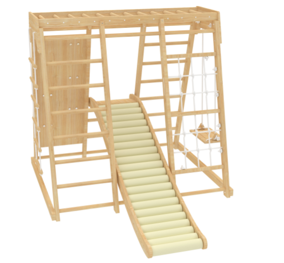 Avenlur foam roller slide attached to the Magnolia indoor jungle gym