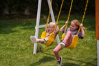 Baby in a bucket swing on the Avenlur Forest Small swing set