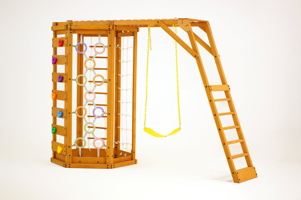 Avenlur Hawthorn octagon outdoor jungle gym in natural wood