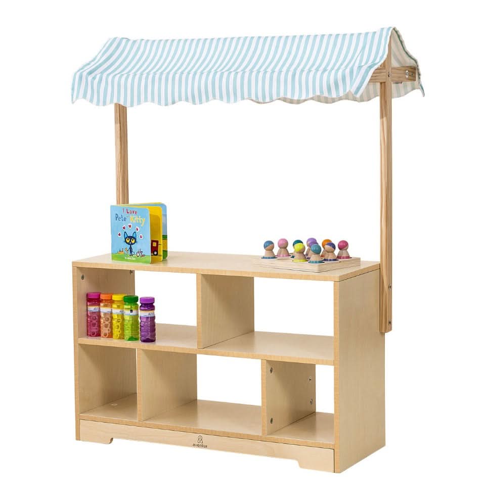 Avenlur Holly kids play shop with shelves and awning