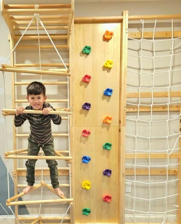 Avenlur wooden ladder attachment hooked onto a Walnut Swedish ladder