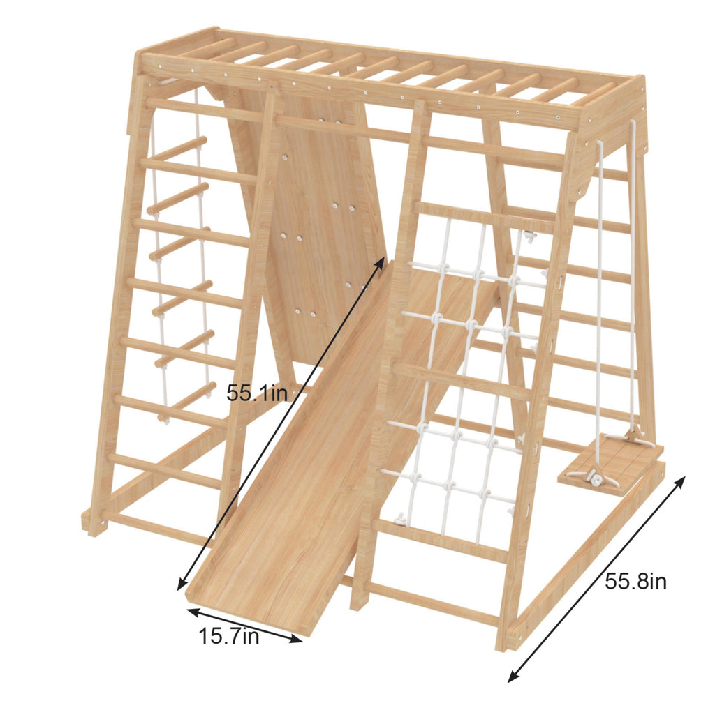 Avenlur Magnolia Large wooden jungle gym in natural wood finish