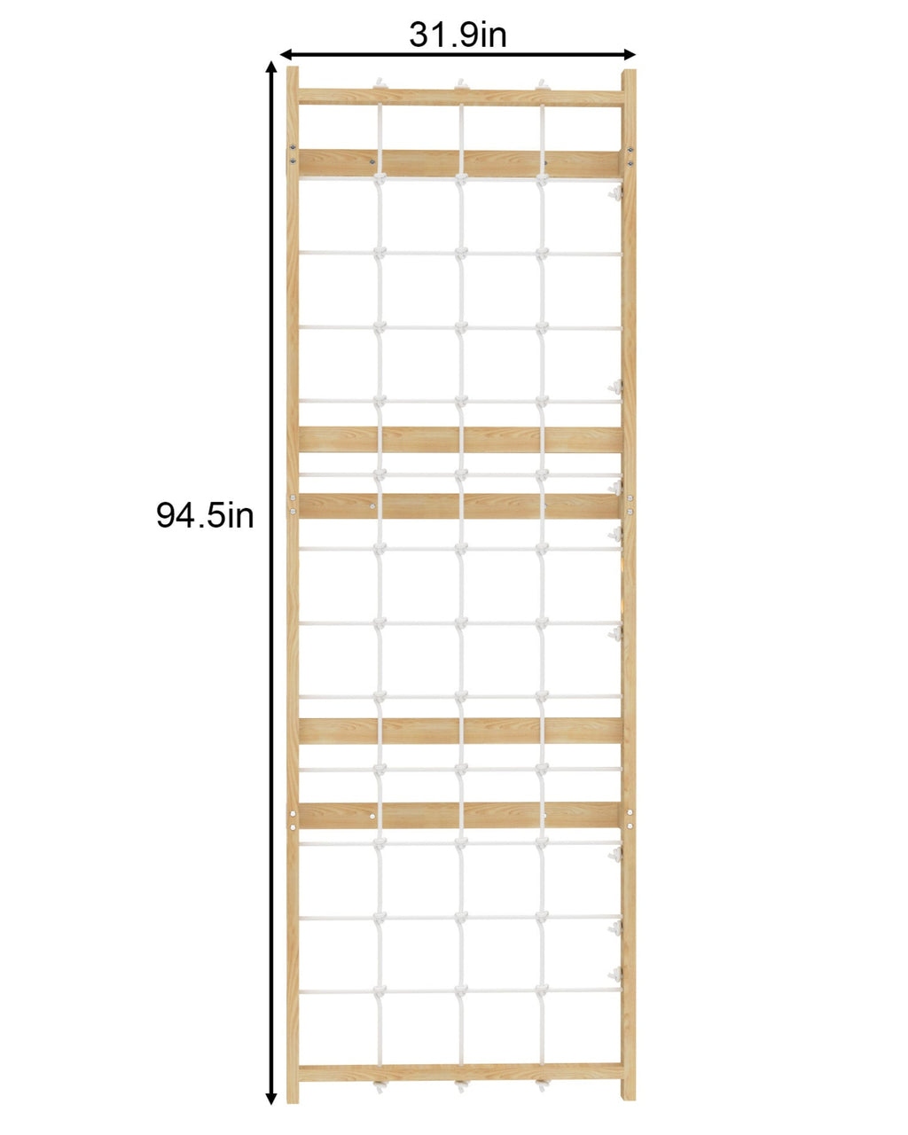Avenlur Walnut Modular rope climbing net panel in New Zealand pine