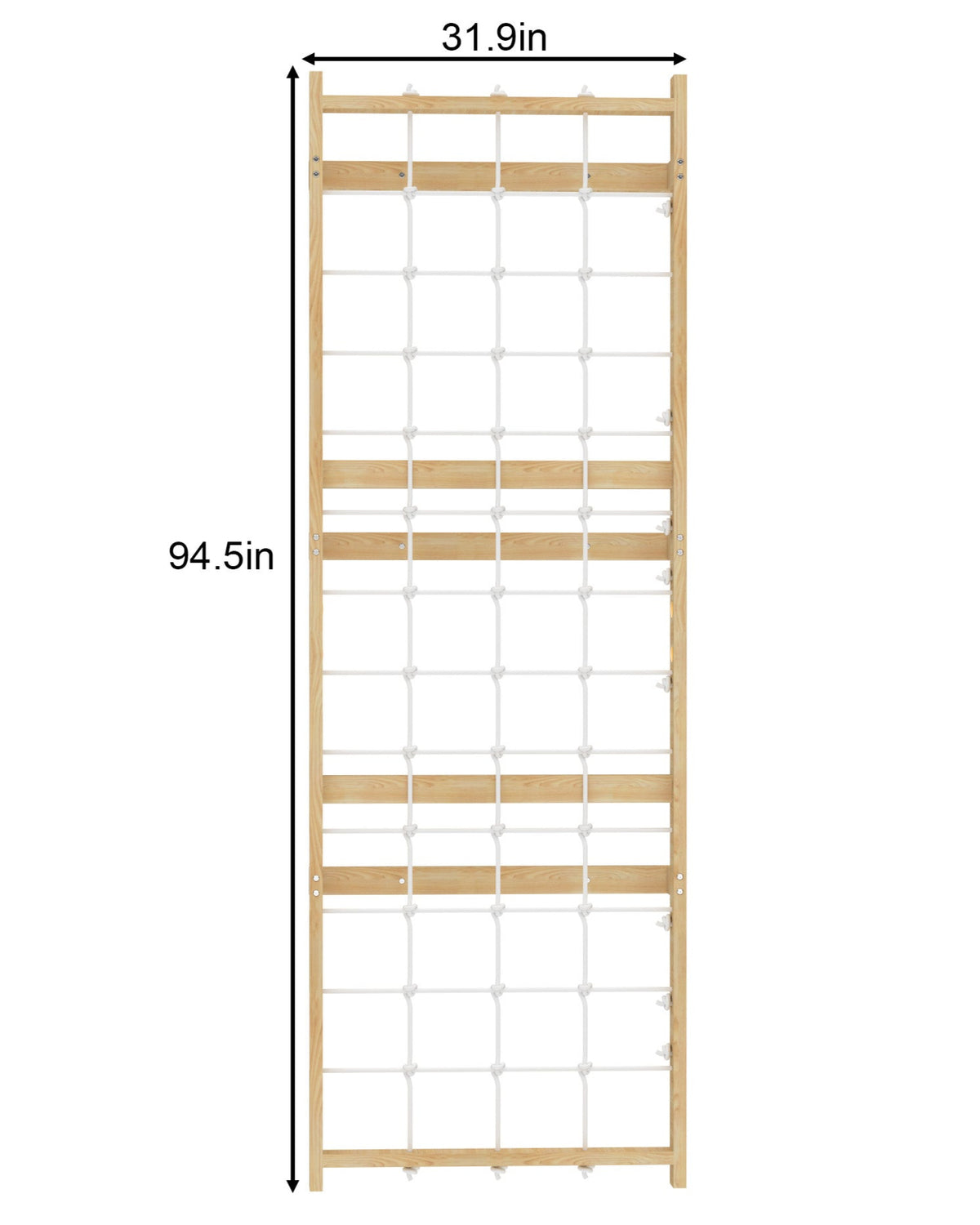 Avenlur Walnut Modular rope climbing net panel in New Zealand pine