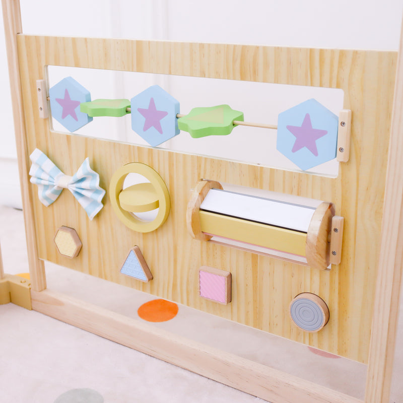 Avenlur Montessori sensory play yard with whiteboard and activity panels