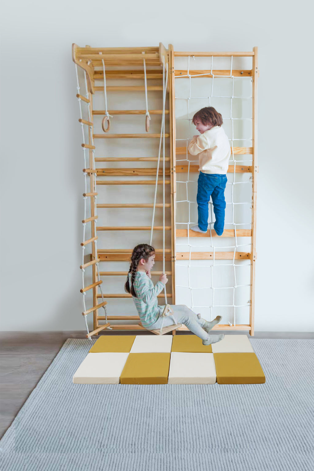 Avenlur Neem climber with matching floor mat in a playroom
