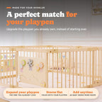 Avenlur extension panels matching the height and finish of the original playpen