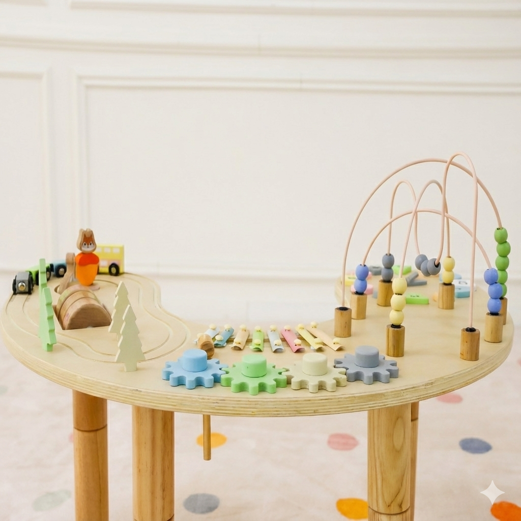 Avenlur sensory bin table filled with sand and scoops