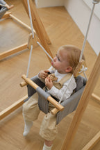 Avenlur Spruce gray baby swing set with wooden stand