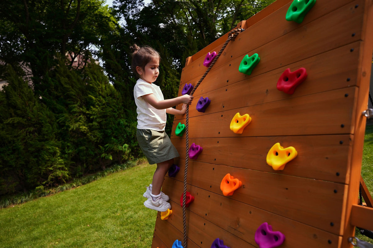 Avenlur Sycamore Jumbo backyard climbing structure with rope ladder and monkey bars