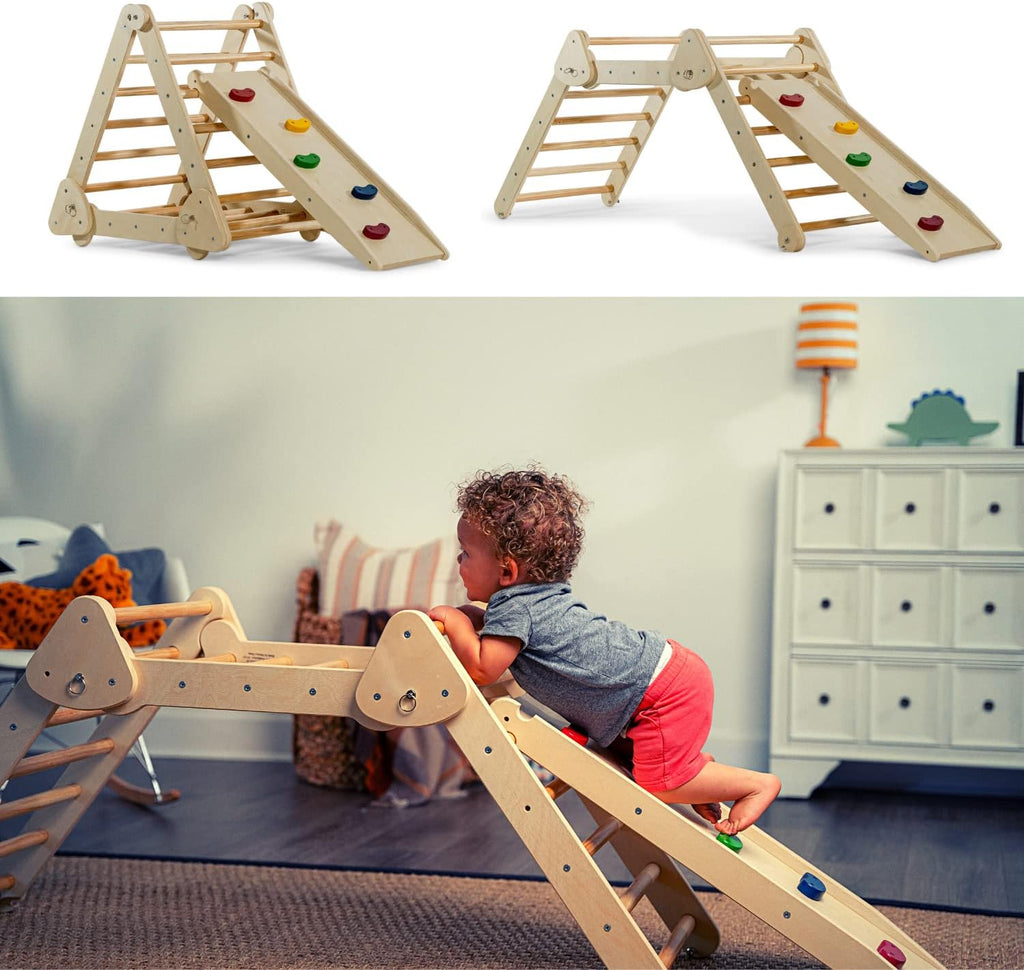 Avenlur Vicus foldable wooden triangle ladder with climbing ramp