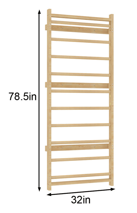 Avenlur add-on ladder wall panel for the 79 inch Walnut Modular Swedish ladder wall gym, 78.5 inches tall and 32 inches wide