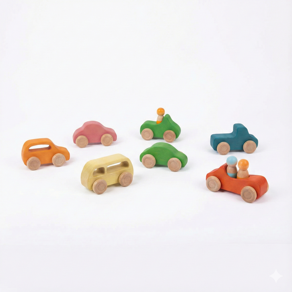 Avenlur wooden car toy set, 10 pieces for toddlers