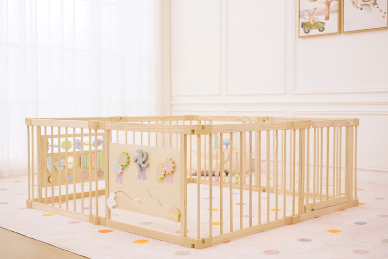 Avenlur natural wood playpen bar panels laid flat