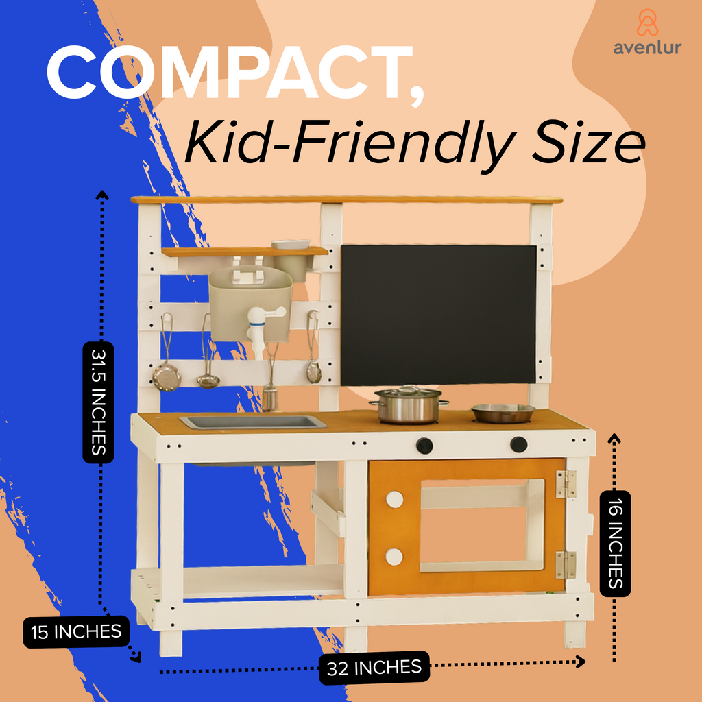 Avenlur Woodland kids outdoor kitchen set up in the backyard
