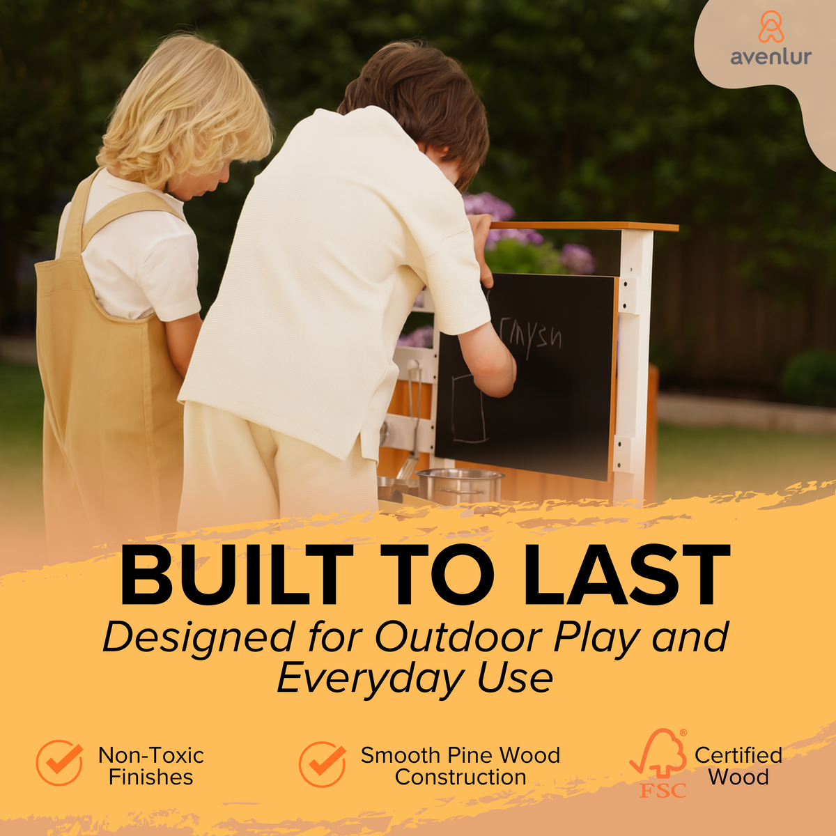 Avenlur Woodland wooden mud kitchen in the garden