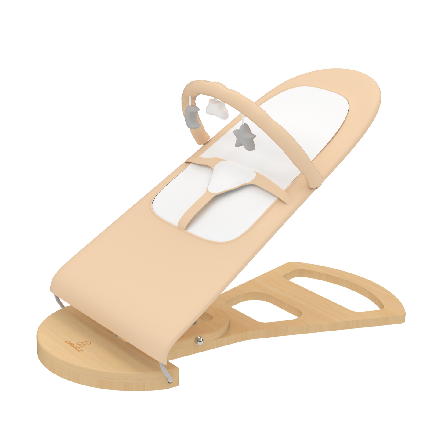 Avenlur Fir Baby Bouncer – Foldable Wooden Baby Rocker with Play Arch