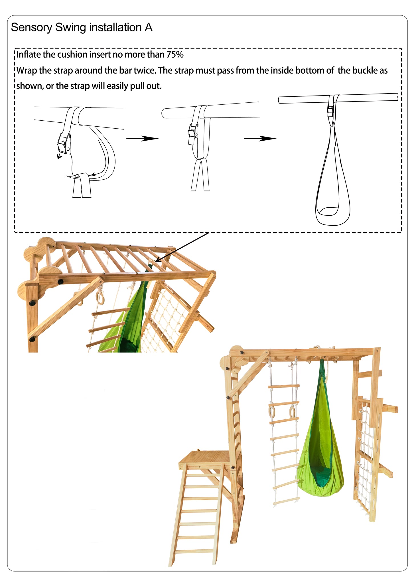 Avenlur Sensory Swing Tear - Hängemattenbefestigung des Indoor -Spiels Fitnessstudio (kompatibel mit Walnuss, Grove, Neem & Betula)