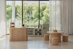 Sage Fluted play kitchen set with table and stools in a styled home setting