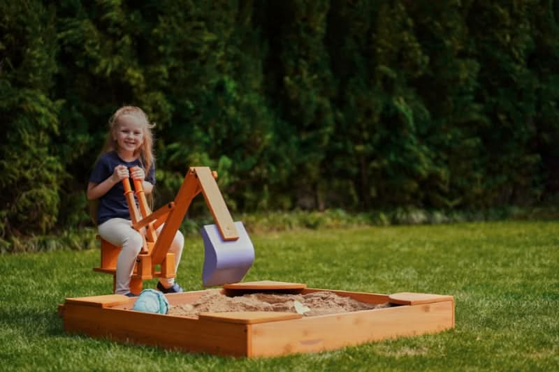 Blippi digger toy bucket full of sand