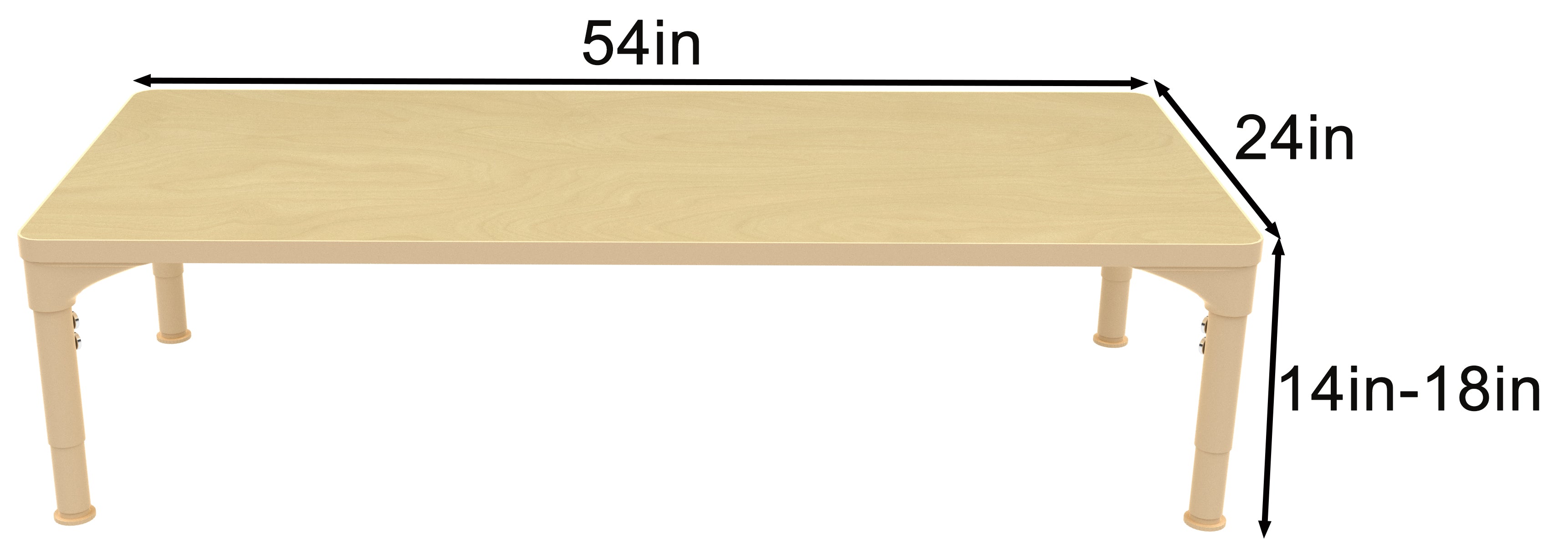 Avenlur Rectangular Adjustable Kids Classroom Table – 54"×23", 13"–17" height