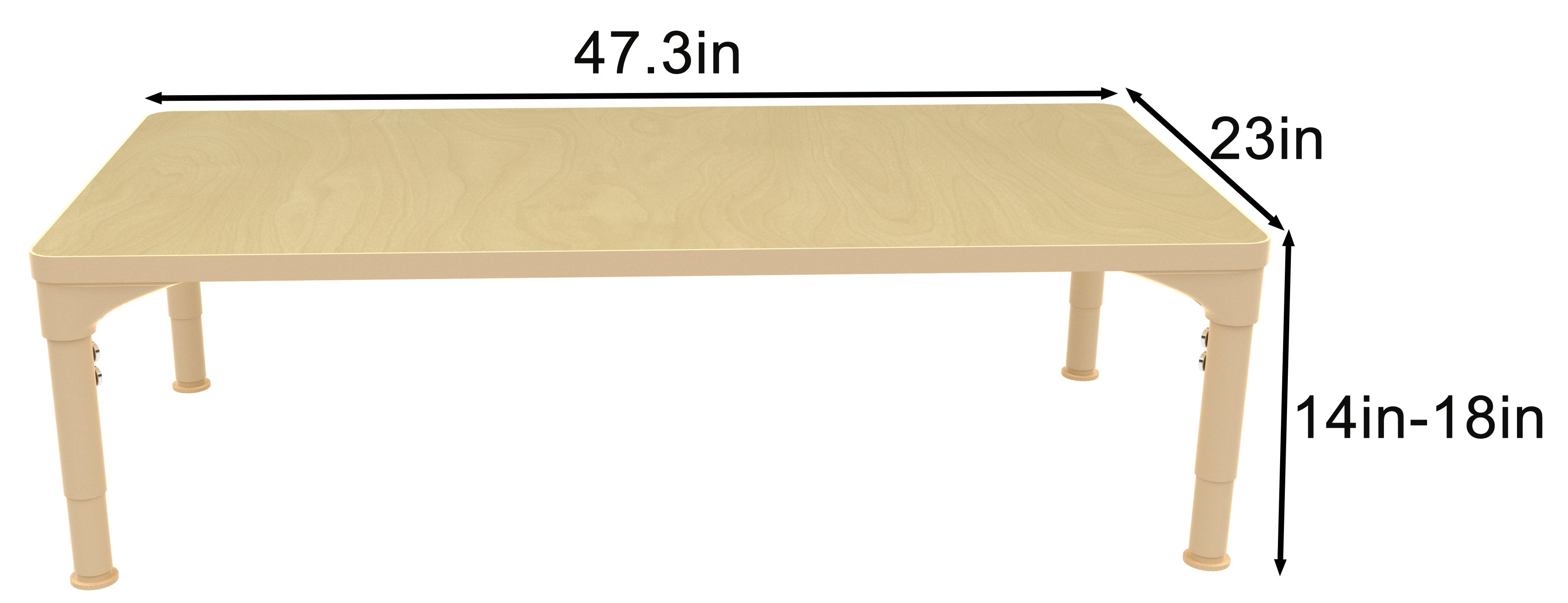 Avenlur Rectangular Adjustable Kids Classroom Table – 48"×24", 13"–17" height