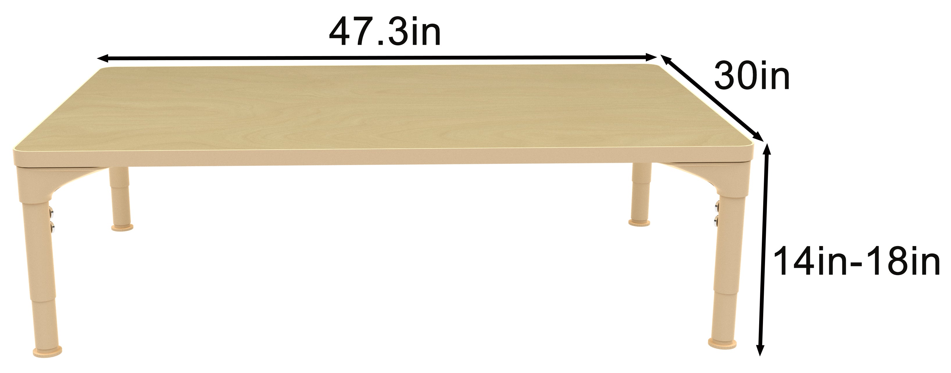 Avenlur Rectangular Adjustable Kids Classroom Table – 48"×30", 13"–17" height
