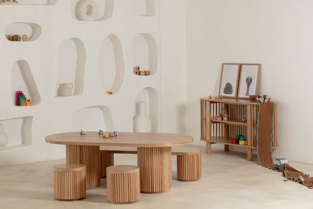 Fluted Oval Kids Table – Solid European Oak Activity Table