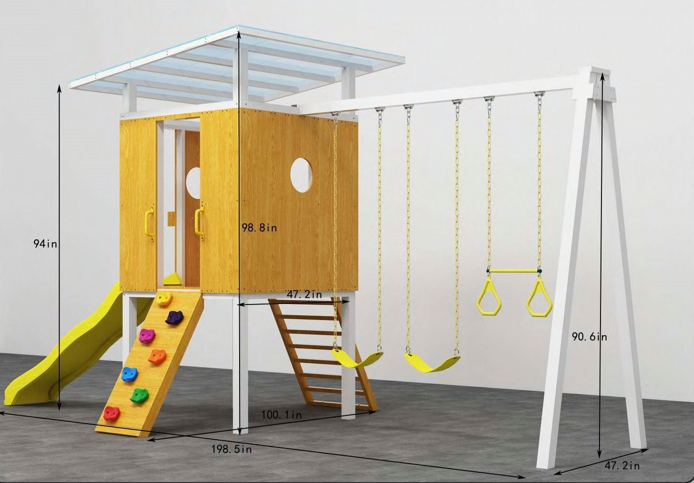 Forest - Modern Backyard Outdoor Swing Set 2 Swings And Trapeze Bar