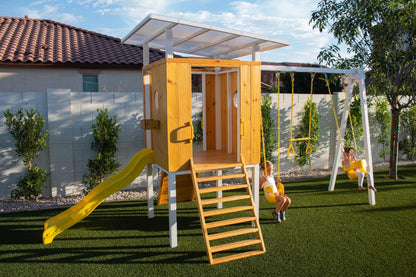 Forest - Modern Backyard Outdoor Swing Set 2 Swings And Trapeze Bar.