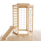 Avenlur Hawthorn 93 inch indoor climbing gym with rope net, ring climbing wall, ladder and slide