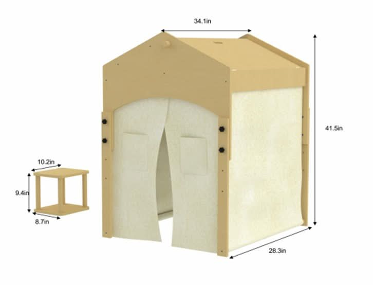 Ash - Wood Adjustable Learning Tent with Desk and Chair.