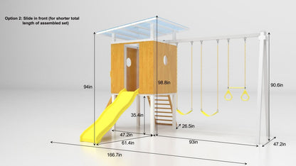 Forest - Modernes Schaukel-Set für den Garten, 2 Schaukeln und Trapezstange