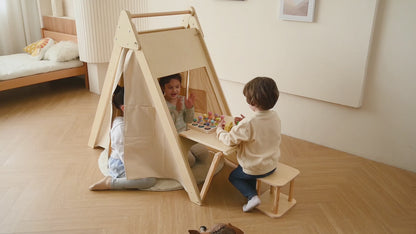 Oak - Wood Learning Tent and Climber with Desk and Chair.